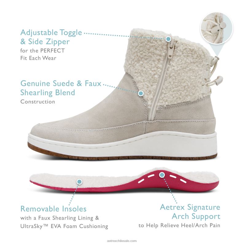 mujer blanco invierno Aetrex bota winnie 2TB4B162