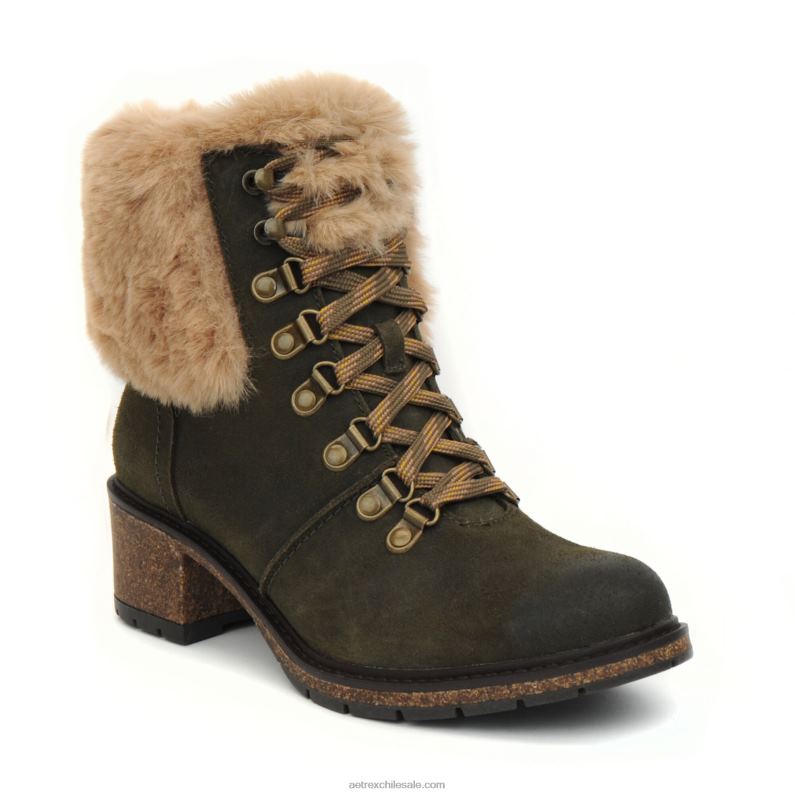 mujer caqui Aetrex Bota con cordones de pelo Brooklyn amigable con el clima 2TB4B99