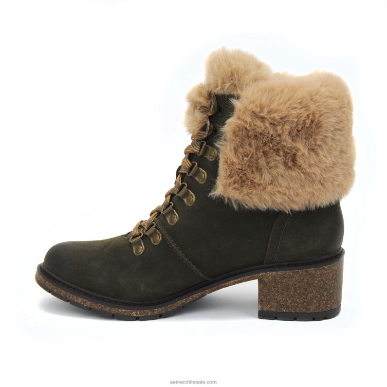 mujer caqui Aetrex Bota con cordones de pelo Brooklyn amigable con el clima 2TB4B99
