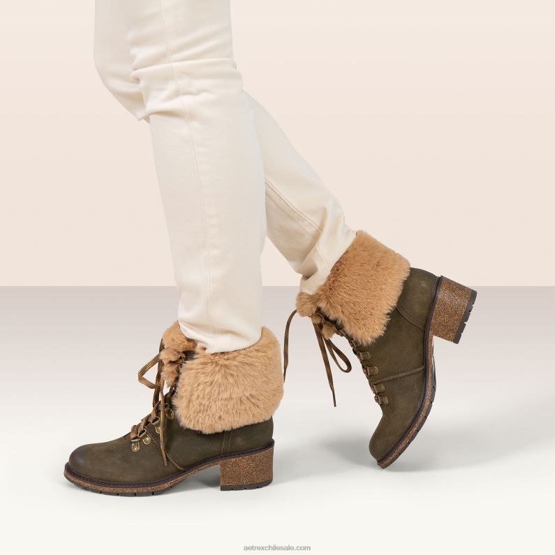 mujer caqui Aetrex Bota con cordones de pelo Brooklyn amigable con el clima 2TB4B99