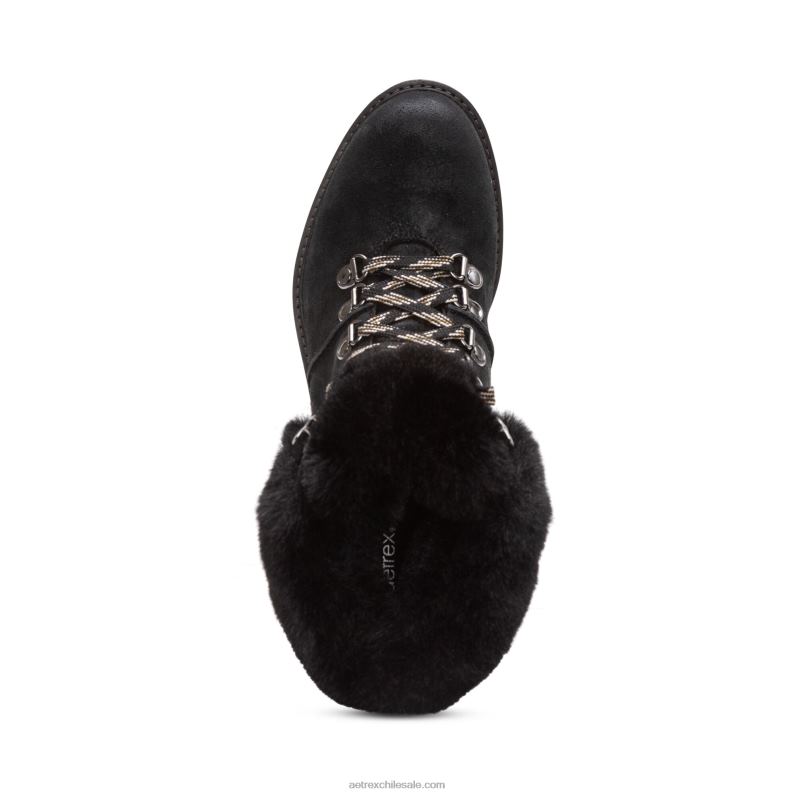 mujer negro Aetrex Bota con cordones de pelo Brooklyn amigable con el clima 2TB4B124