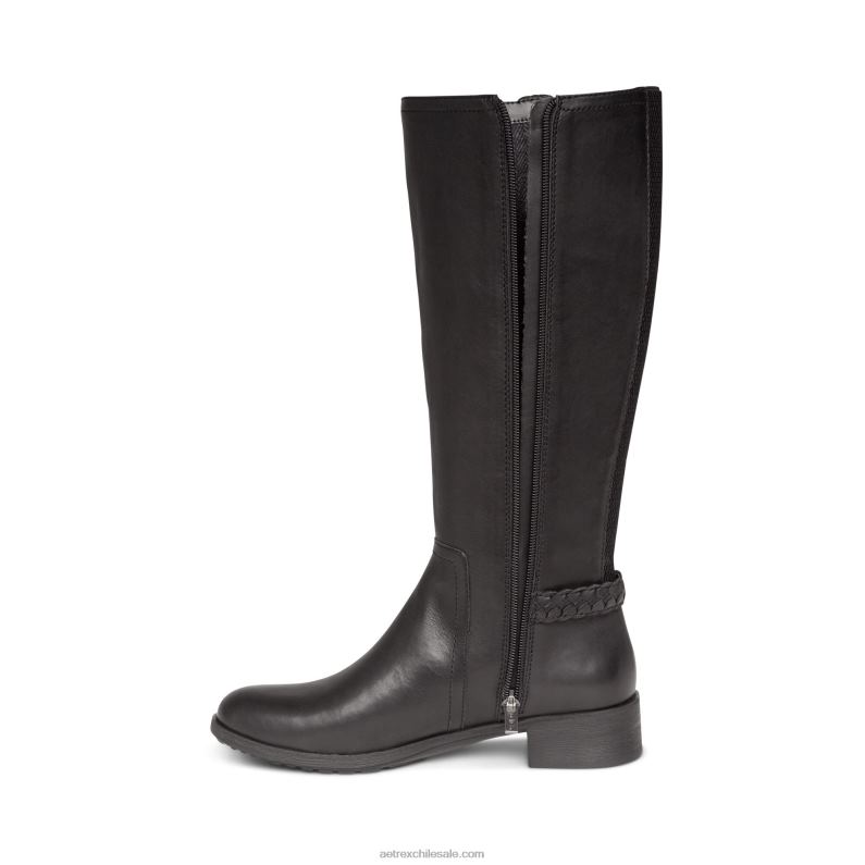 mujer negro Aetrex bota de montar vera con soporte para el arco resistente a la intemperie 2TB4B178