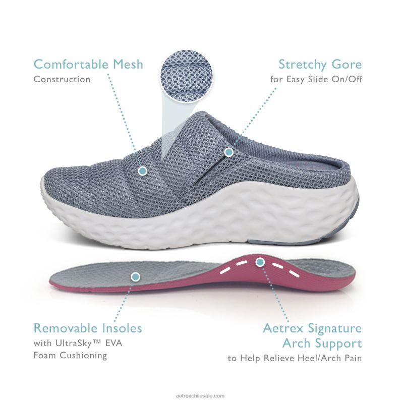 mujer gris pardo Aetrex zapatillas sin cordones harley 2TB4B286