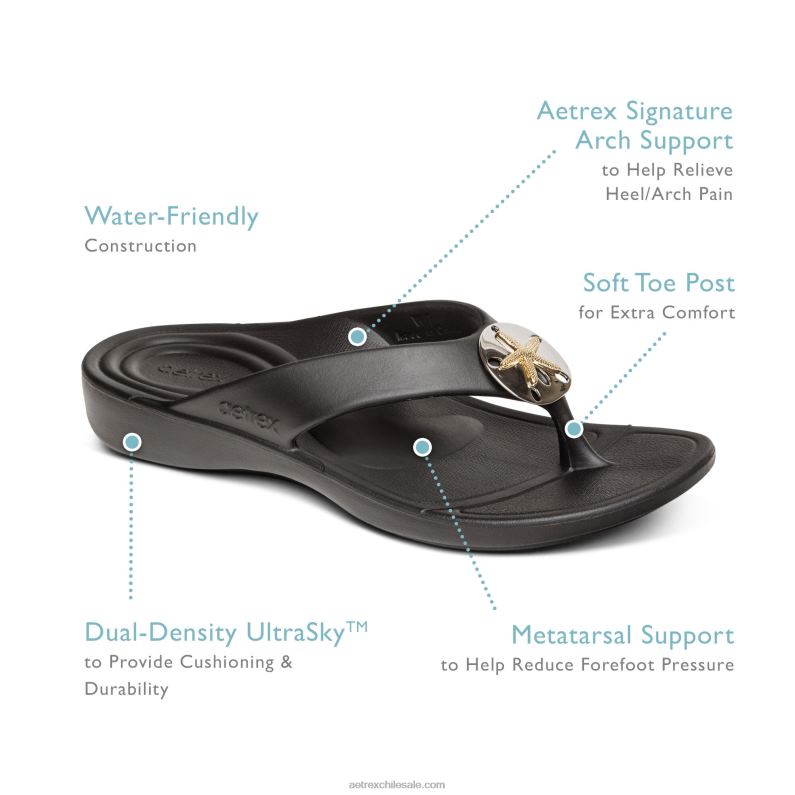 mujer Marfil Aetrex Chanclas ortopédicas maui starfish 2TB4B270
