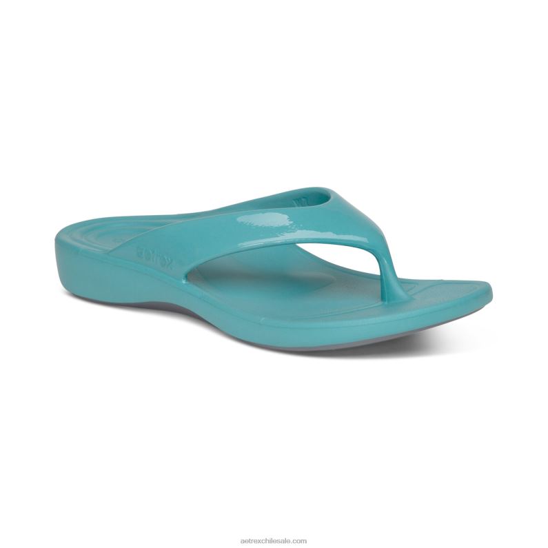 mujer aguamarina brillante Aetrex flips ortopédicos maui 2TB4B24