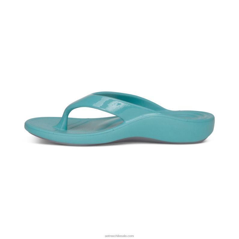 mujer aguamarina brillante Aetrex flips ortopédicos maui 2TB4B24
