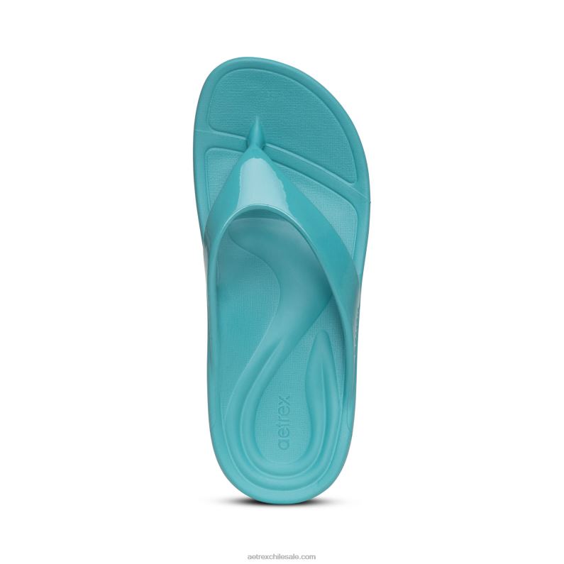 mujer aguamarina brillante Aetrex flips ortopédicos maui 2TB4B24