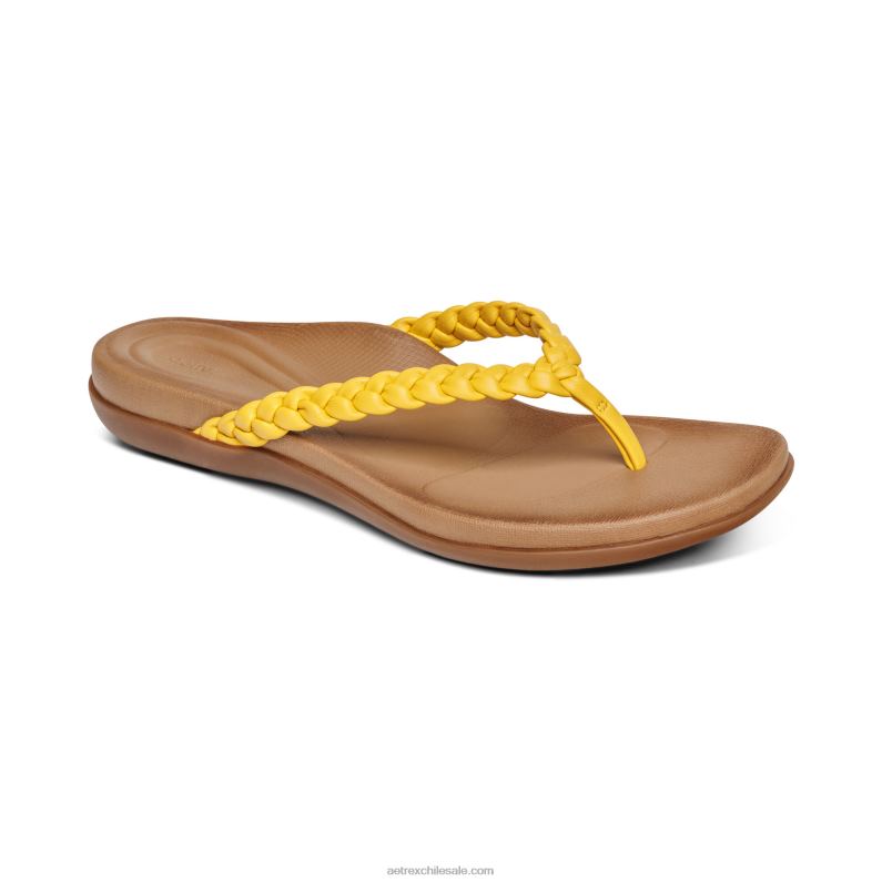 mujer amarillo Aetrex sandalia de dedo rachel 2TB4B229