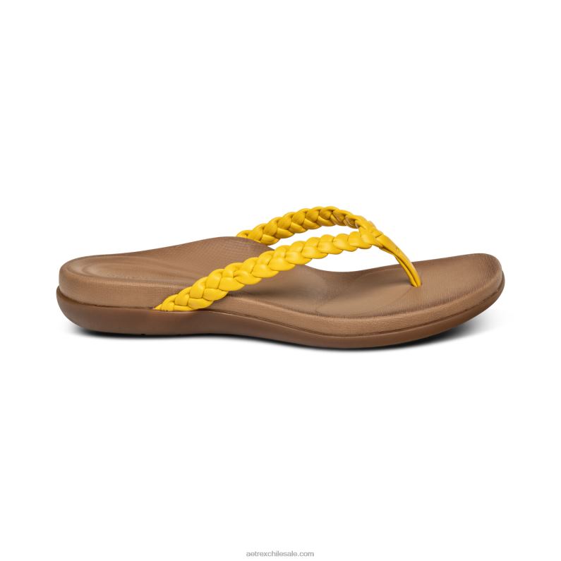 mujer amarillo Aetrex sandalia de dedo rachel 2TB4B229