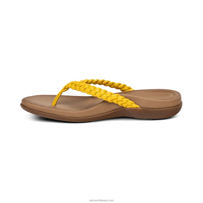 mujer amarillo Aetrex sandalia de dedo rachel 2TB4B229