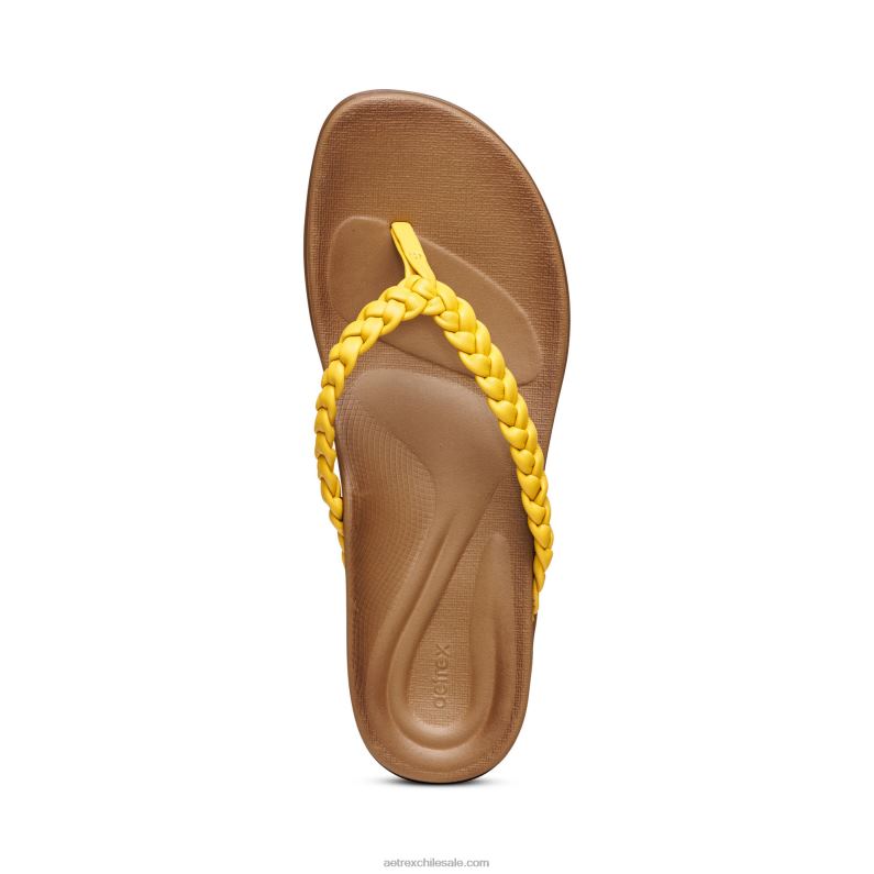 mujer amarillo Aetrex sandalia de dedo rachel 2TB4B229