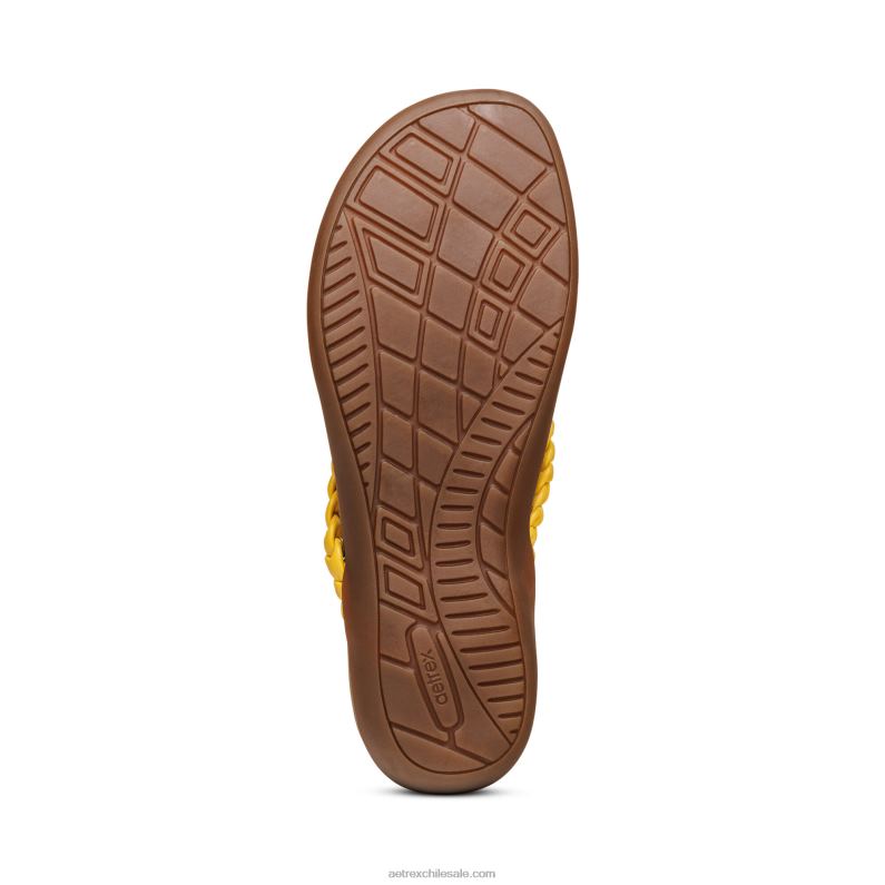 mujer amarillo Aetrex sandalia de dedo rachel 2TB4B229