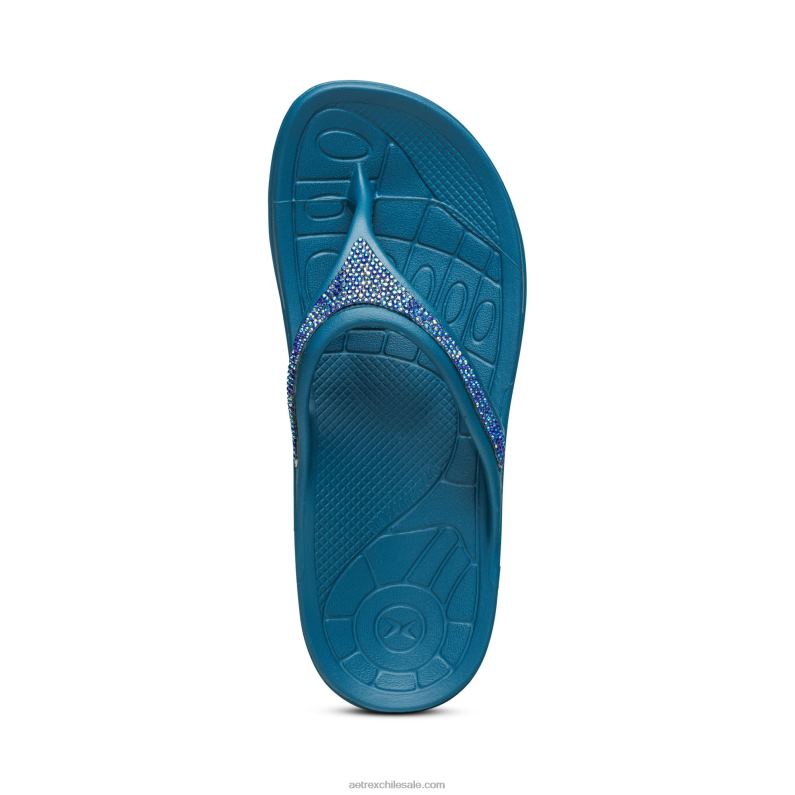 mujer brillo azul marino Aetrex flips ortopédicos fiyi 2TB4B200
