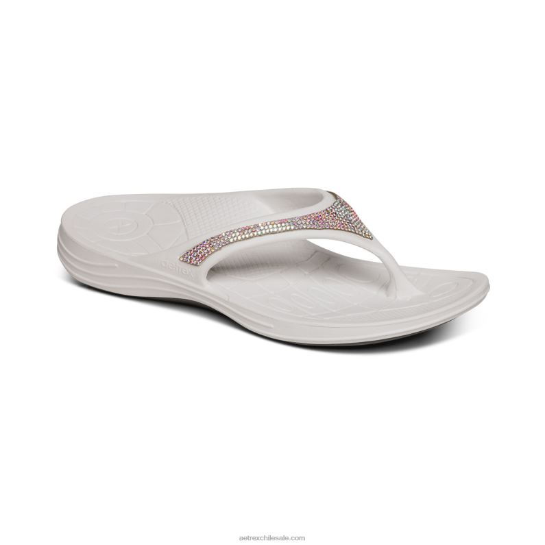 mujer brillo blanco Aetrex flips ortopédicos fiyi 2TB4B300
