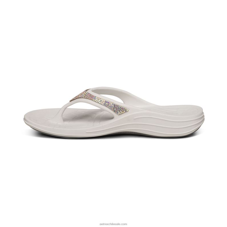 mujer brillo blanco Aetrex flips ortopédicos fiyi 2TB4B300