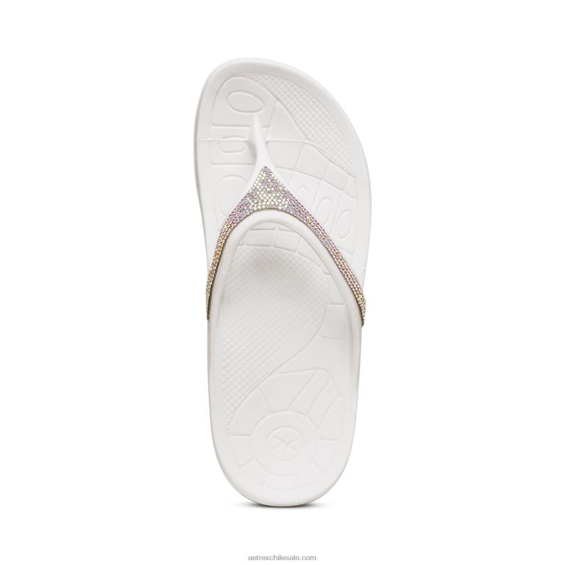 mujer brillo blanco Aetrex flips ortopédicos fiyi 2TB4B300