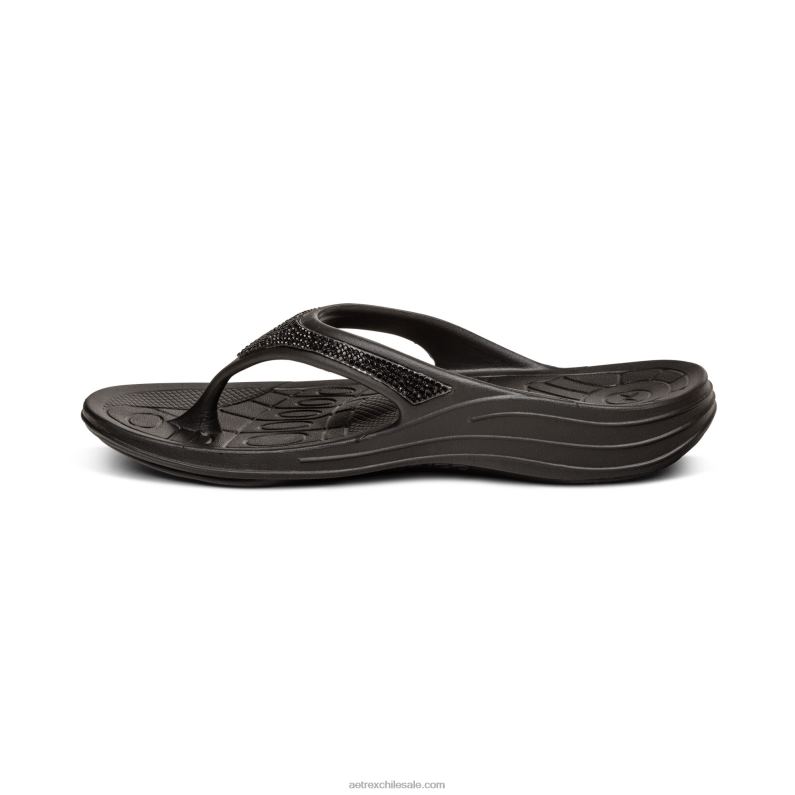 mujer brillo negro Aetrex flips ortopédicos fiyi 2TB4B301
