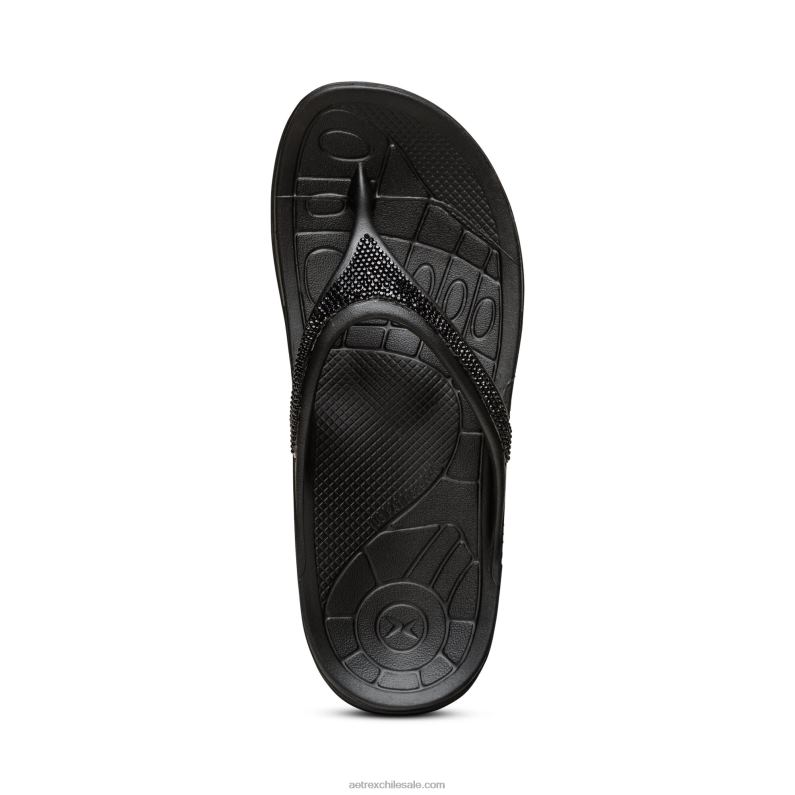 mujer brillo negro Aetrex flips ortopédicos fiyi 2TB4B301
