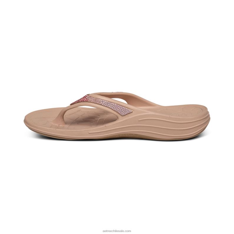 mujer brillo rosa Aetrex flips ortopédicos fiyi 2TB4B263
