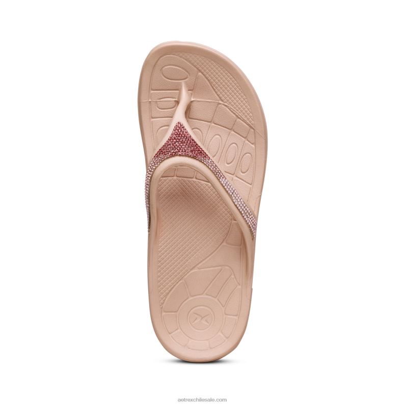 mujer brillo rosa Aetrex flips ortopédicos fiyi 2TB4B263