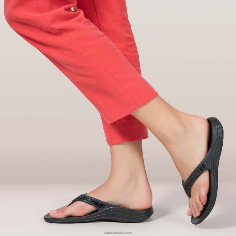 mujer brillo rosa Aetrex flips ortopédicos fiyi 2TB4B263