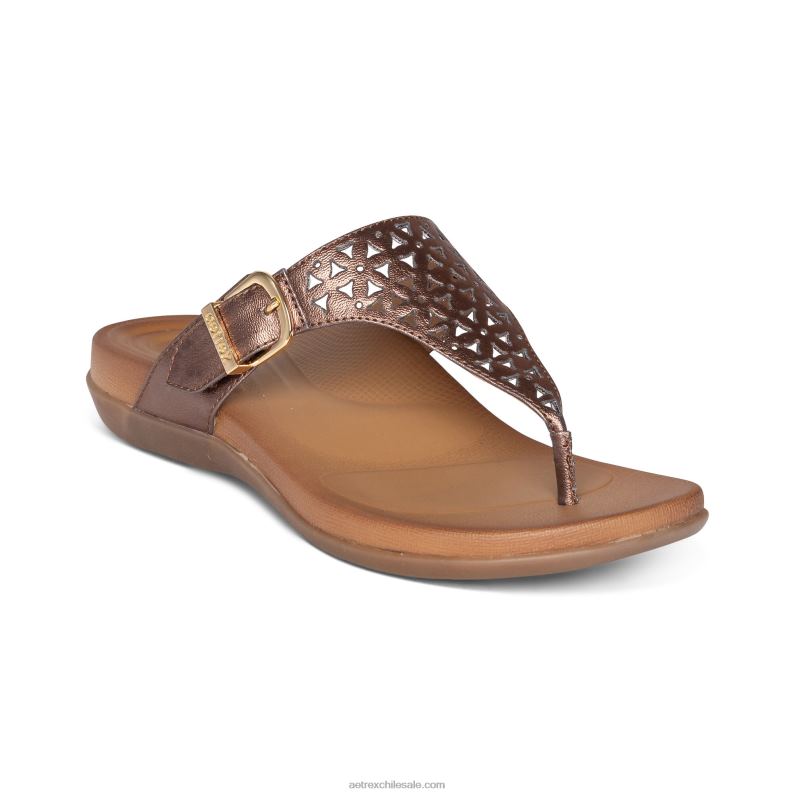 mujer bronce Aetrex sandalia Rita con tira ajustable 2TB4B51