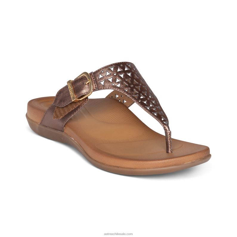 mujer bronce Aetrex sandalia Rita con tira ajustable 2TB4B51