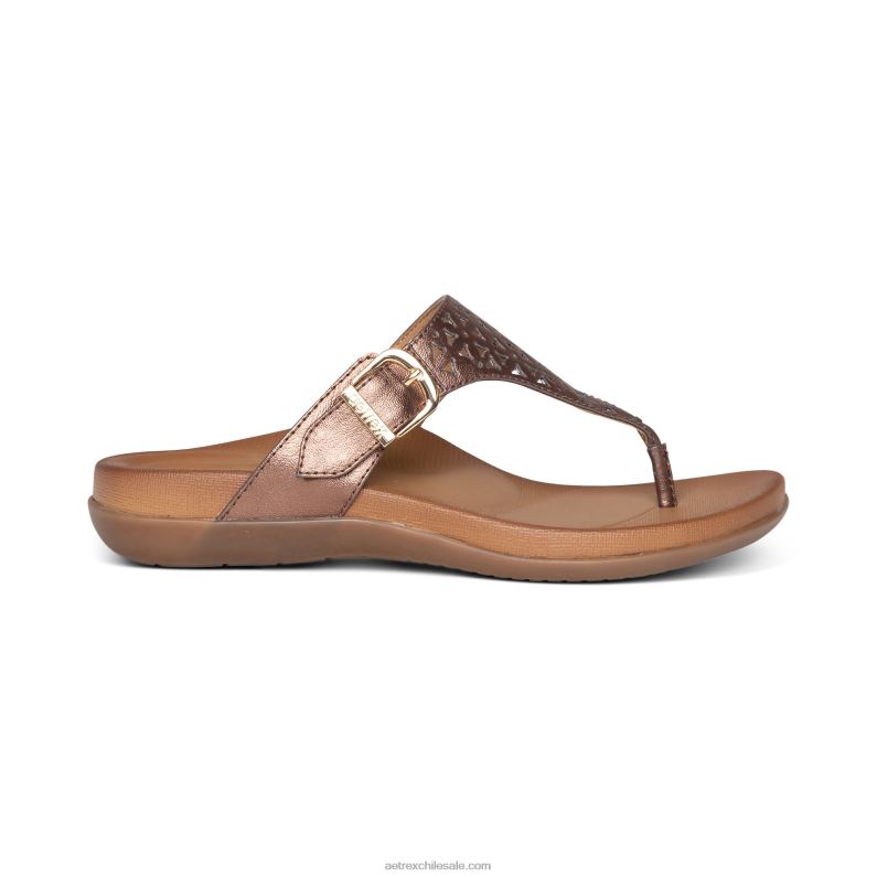 mujer bronce Aetrex sandalia Rita con tira ajustable 2TB4B51