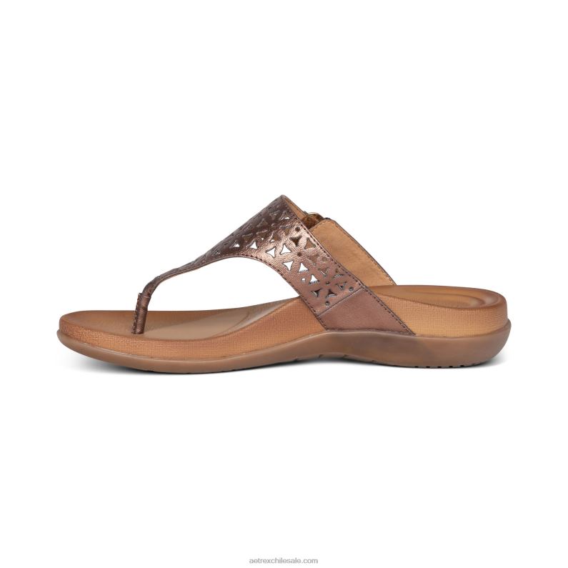 mujer bronce Aetrex sandalia Rita con tira ajustable 2TB4B51