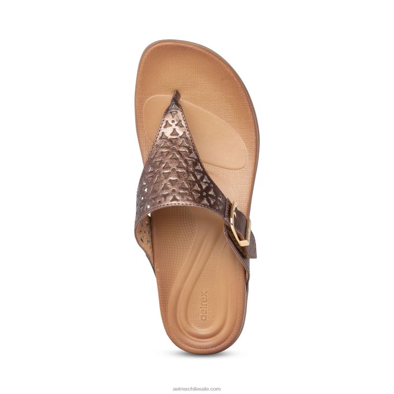 mujer bronce Aetrex sandalia Rita con tira ajustable 2TB4B51