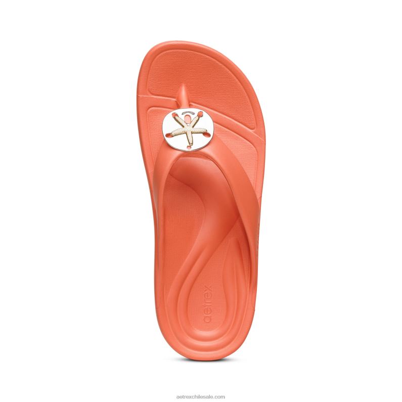 mujer coral Aetrex Chanclas ortopédicas maui starfish 2TB4B272