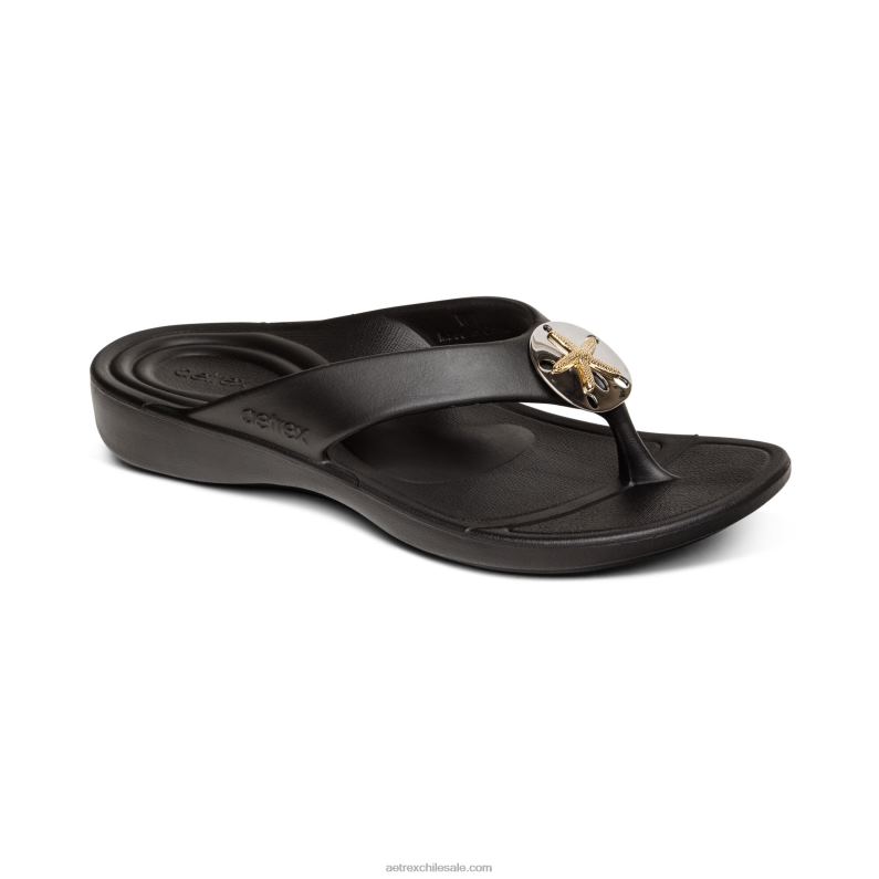 mujer negro Aetrex Chanclas ortopédicas maui starfish 2TB4B273