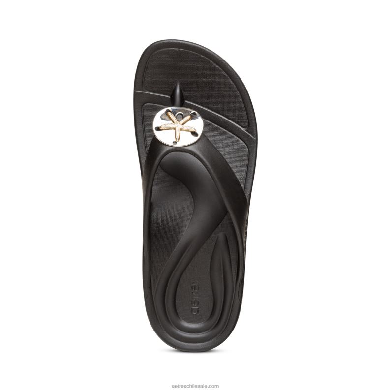 mujer negro Aetrex Chanclas ortopédicas maui starfish 2TB4B273