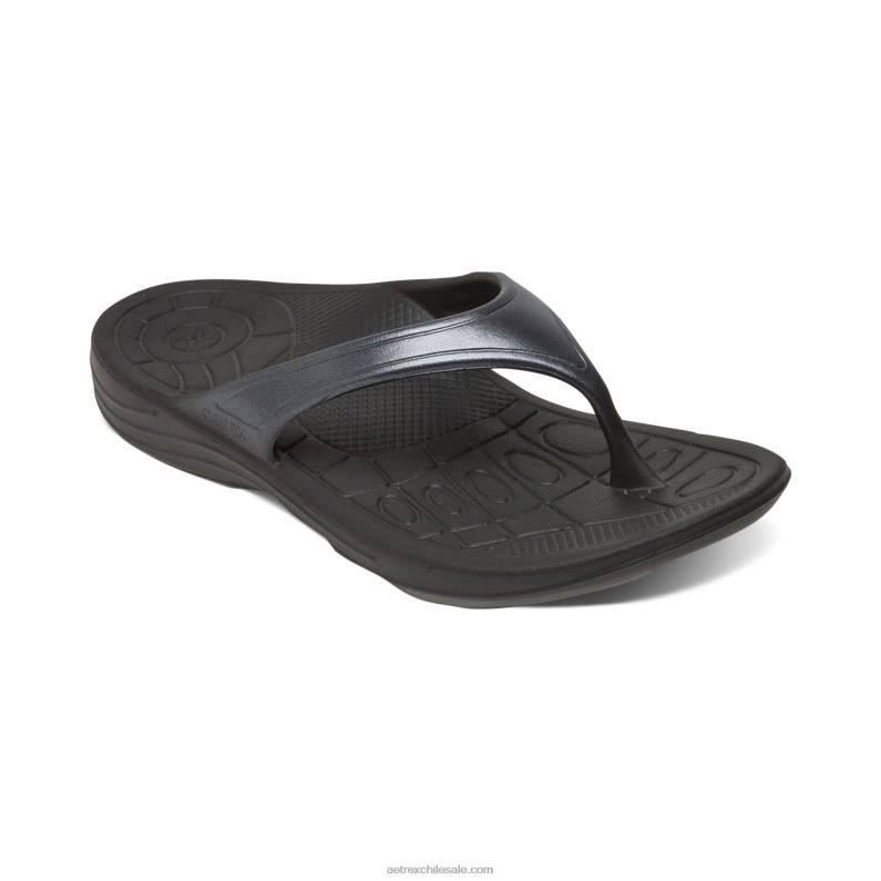 mujer negro Aetrex flips ortopédicos fiyi 2TB4B38