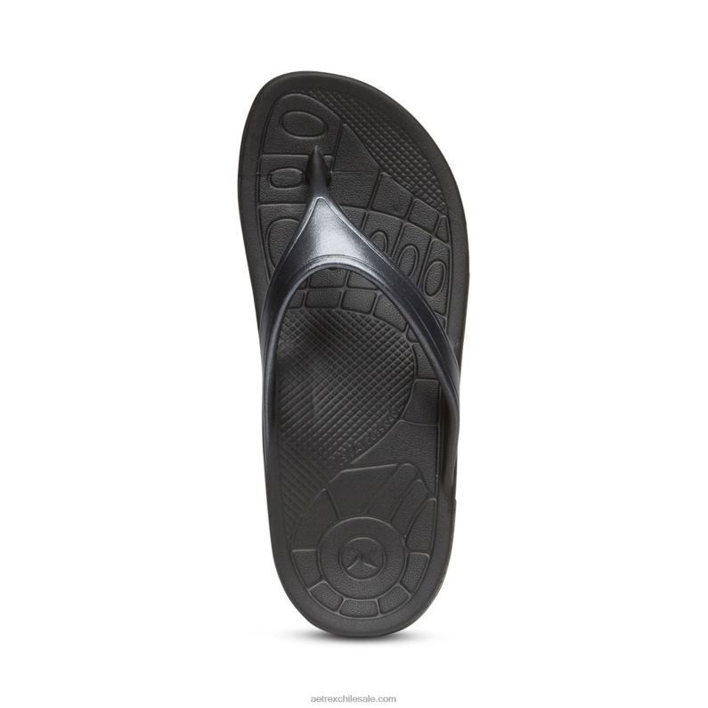 mujer negro Aetrex flips ortopédicos fiyi 2TB4B38