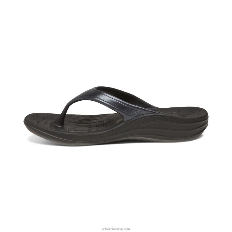 mujer negro Aetrex flips ortopédicos fiyi 2TB4B38
