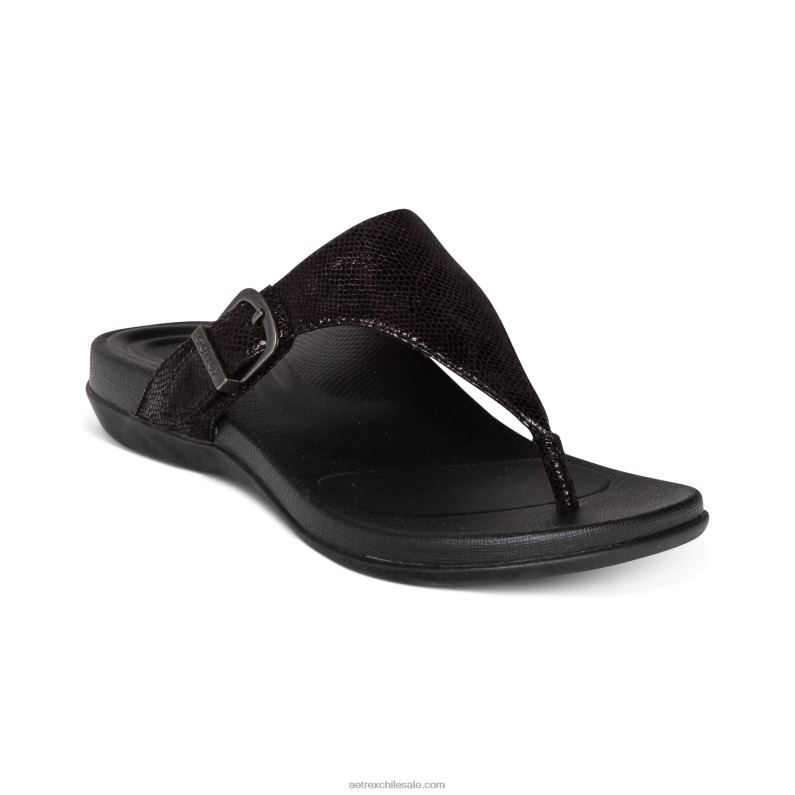 mujer negro Aetrex sandalia Rita con tira ajustable 2TB4B85