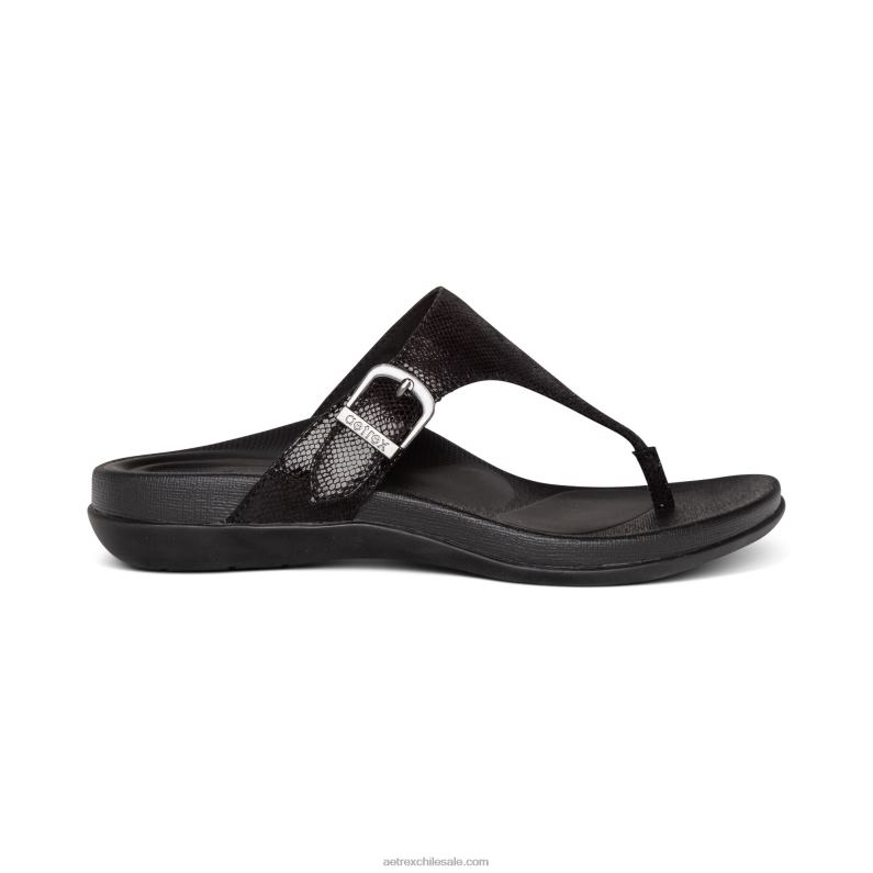 mujer negro Aetrex sandalia Rita con tira ajustable 2TB4B85