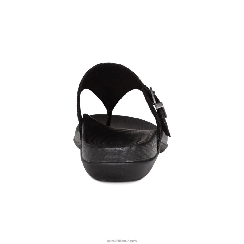 mujer negro Aetrex sandalia Rita con tira ajustable 2TB4B85