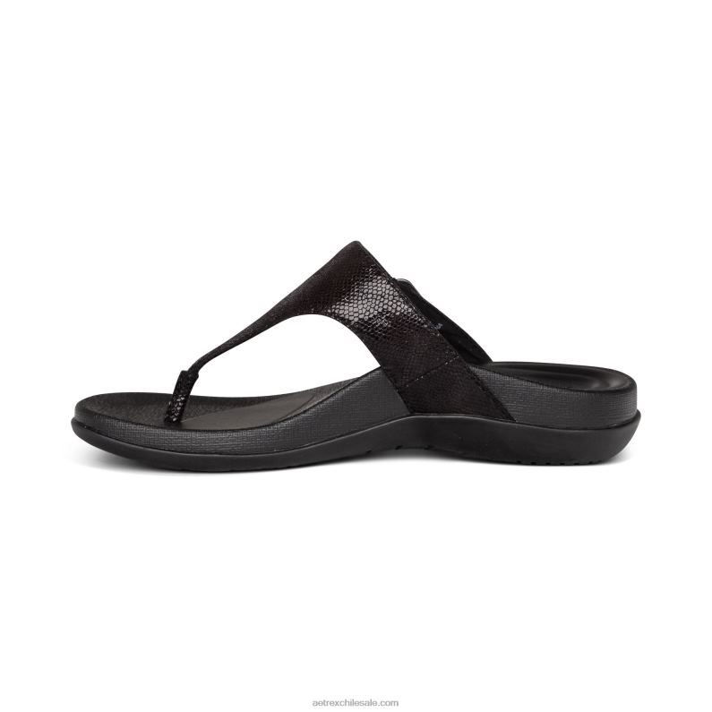 mujer negro Aetrex sandalia Rita con tira ajustable 2TB4B85