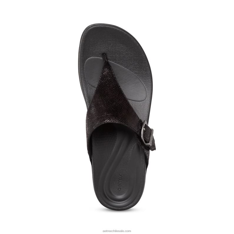 mujer negro Aetrex sandalia Rita con tira ajustable 2TB4B85