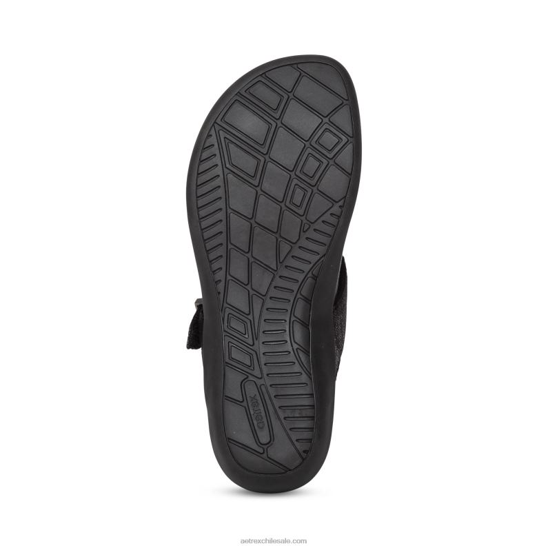 mujer negro Aetrex sandalia Rita con tira ajustable 2TB4B85