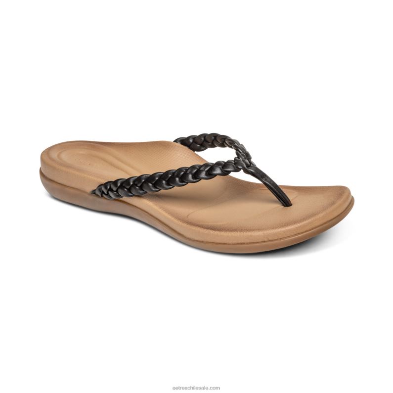 mujer negro Aetrex sandalia de dedo rachel 2TB4B246