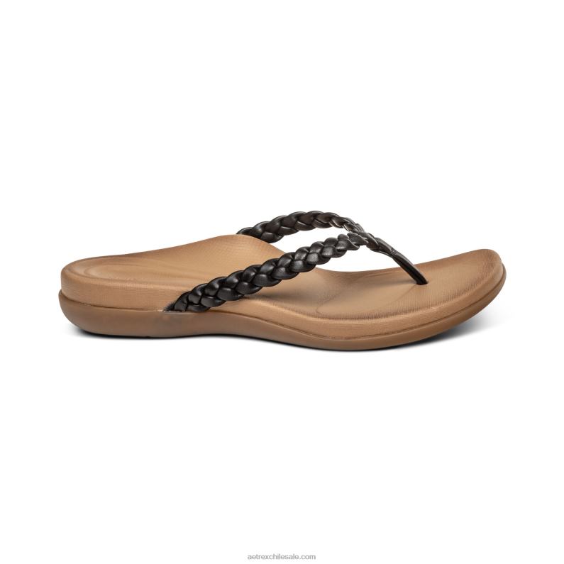 mujer negro Aetrex sandalia de dedo rachel 2TB4B246