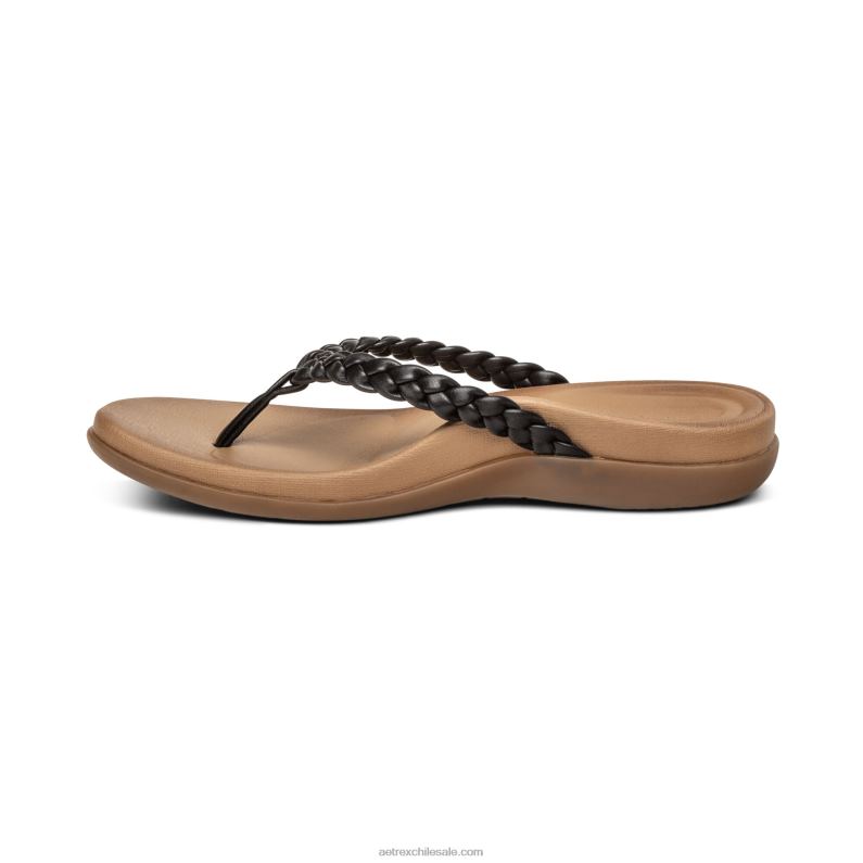 mujer negro Aetrex sandalia de dedo rachel 2TB4B246