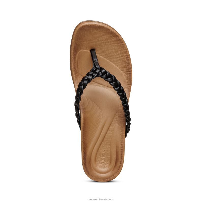 mujer negro Aetrex sandalia de dedo rachel 2TB4B246