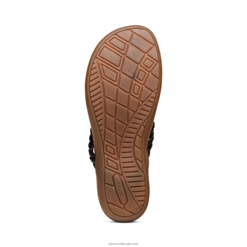 mujer negro Aetrex sandalia de dedo rachel 2TB4B246