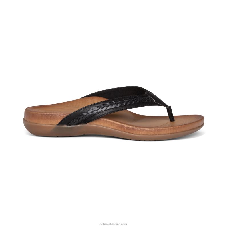 mujer negro Aetrex tanga trenzada emmy 2TB4B167