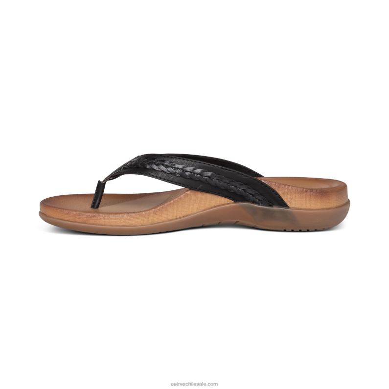 mujer negro Aetrex tanga trenzada emmy 2TB4B167