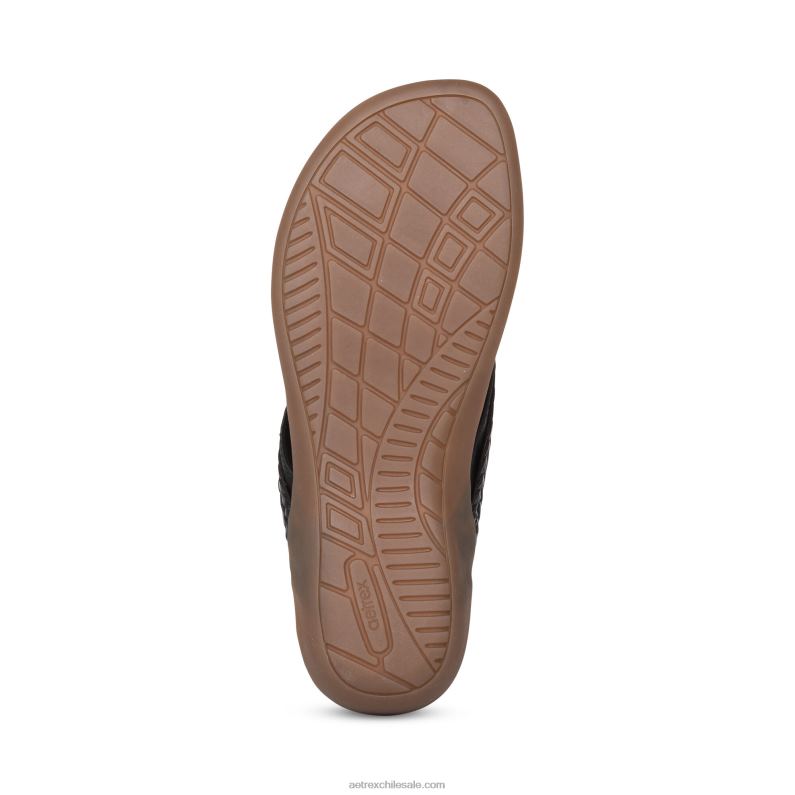 mujer negro Aetrex tanga trenzada emmy 2TB4B167